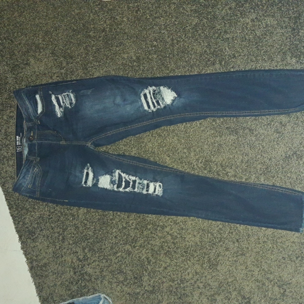 Dark blue faded ripped jeans size 9